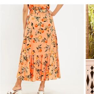 NWOT Loft cotton Godet tiered maxi skirt